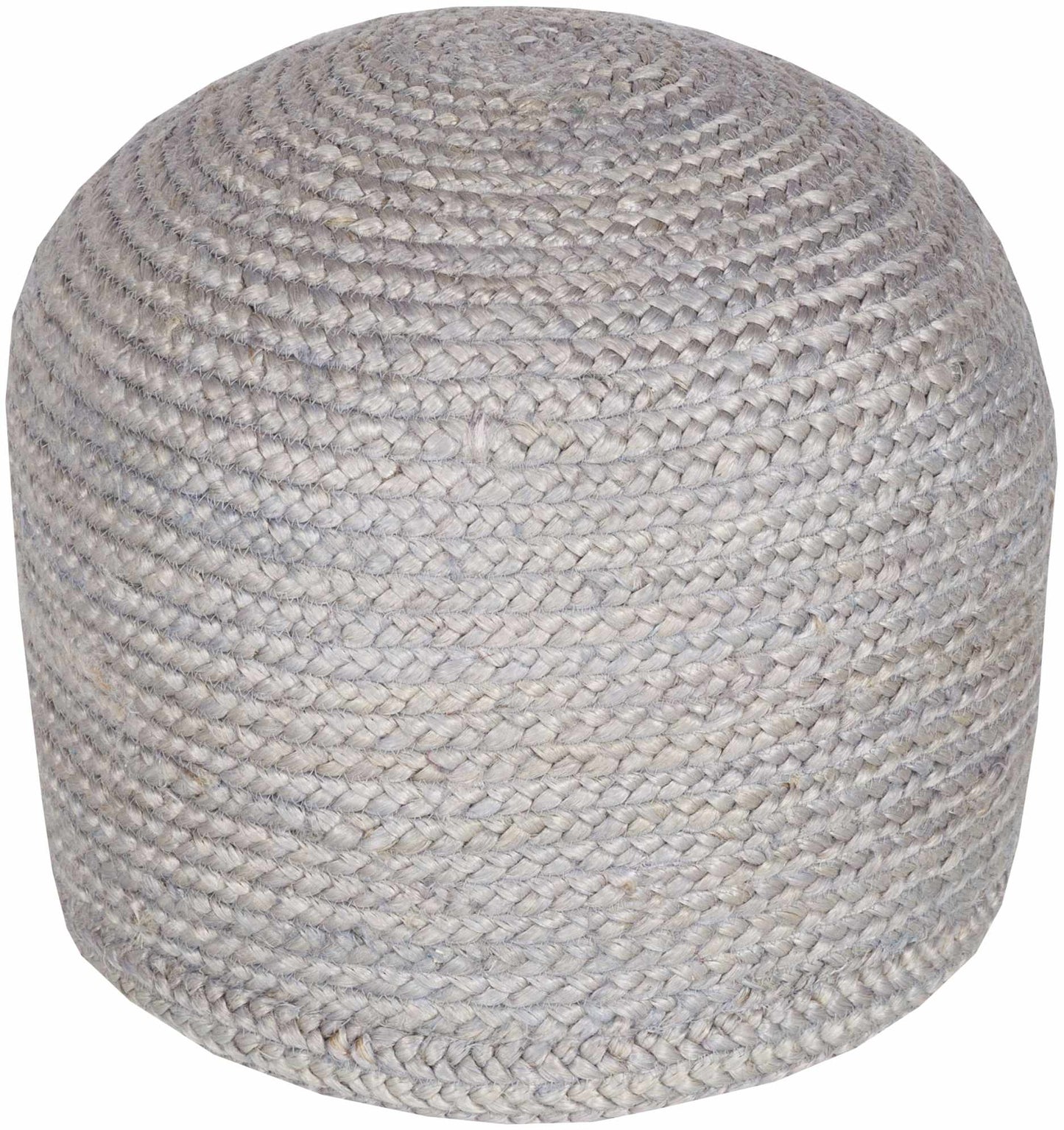 Rockaway Gray Knitted Jute Pouf Indoor Lounge Decor Accent Ottoman for Living Room