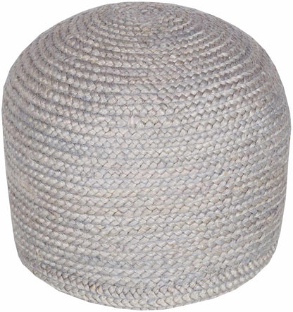 Rockaway Gray Knitted Jute Pouf Indoor Lounge Decor Accent Ottoman for Living Room