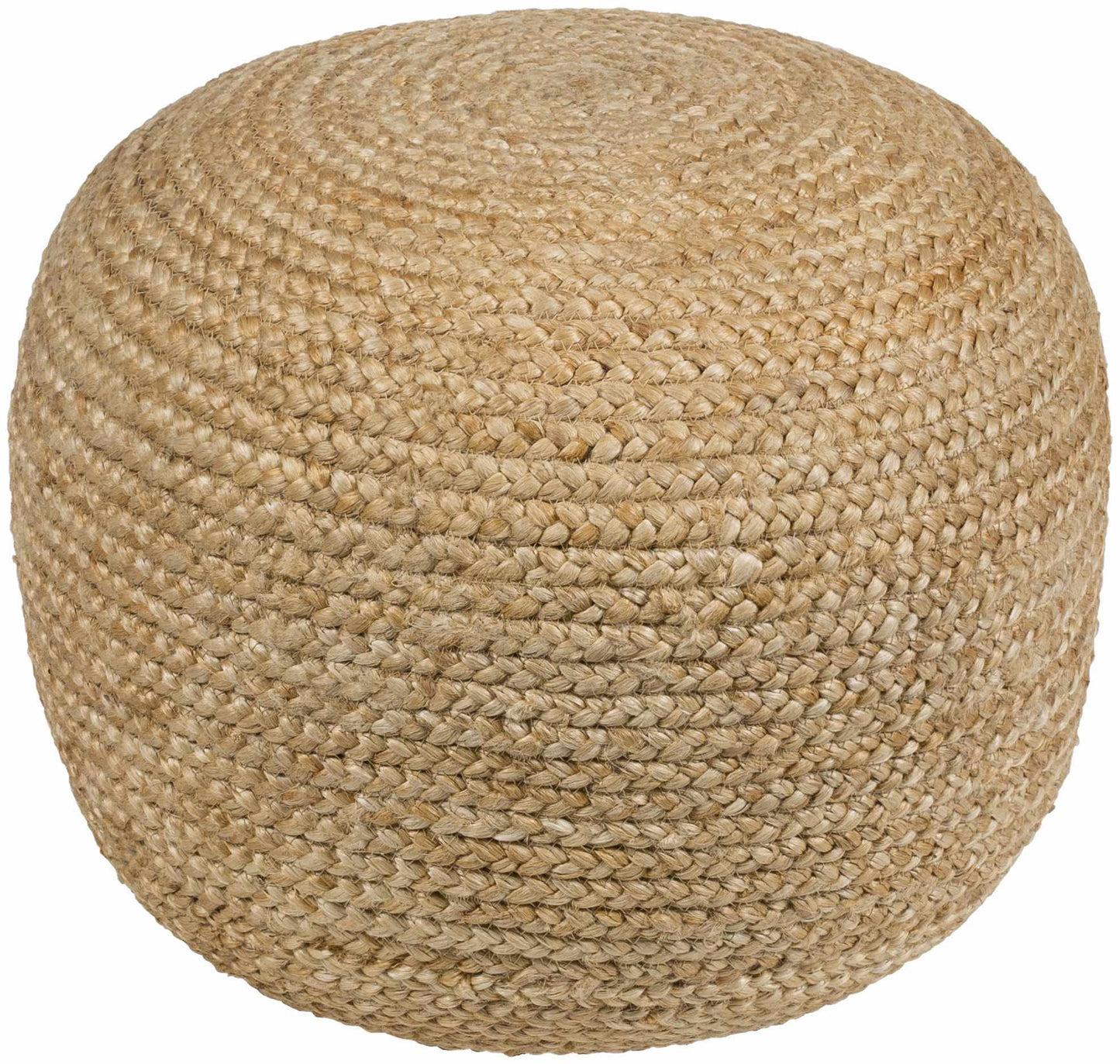 Kaumakani Knitted Jute Round Pouf Peach Natural Fiber Footrest For Soft Seating