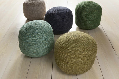 Rockaway Gray Knitted Jute Pouf Indoor Lounge Decor Accent Ottoman for Living Room