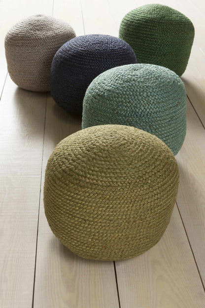 Rockaway Gray Knitted Jute Pouf Indoor Lounge Decor Accent Ottoman for Living Room