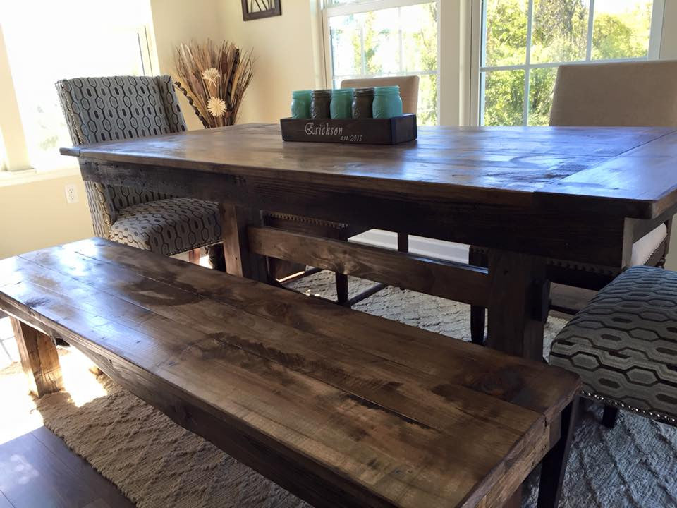 Trestle Farmhouse Dining Table Custom Built Hardwood Finish Options