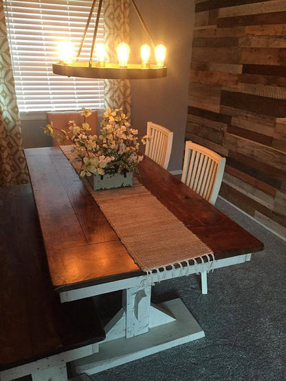 Trestle Farmhouse Dining Table Custom Built Hardwood Finish Options