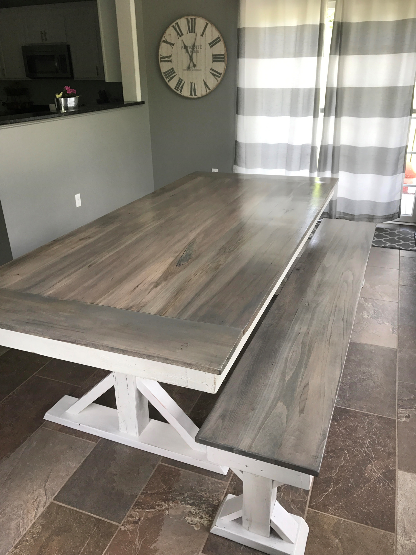 Custom Trestle X Farmhouse Dining Table The Wooden Whale Workshop