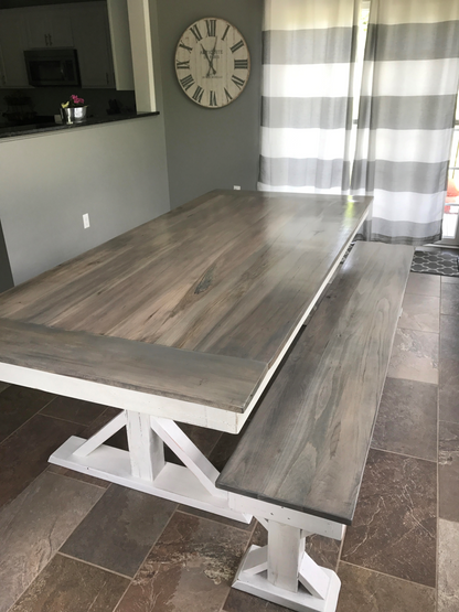 Custom Trestle X Farmhouse Dining Table The Wooden Whale Workshop