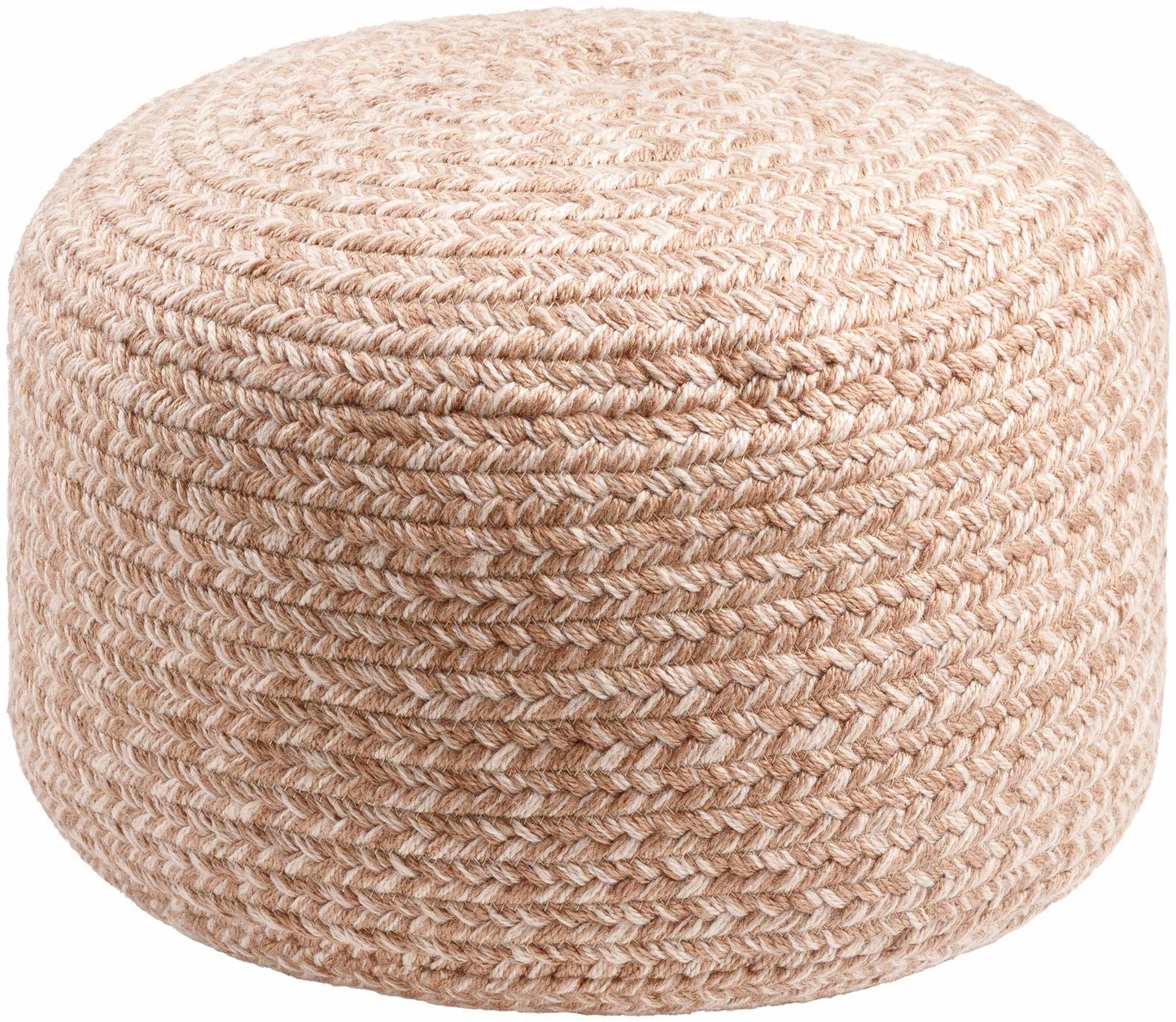 Tonanitla Natural Fiber Blush Knitted Pouf Seating For Indoor Outdoor Living