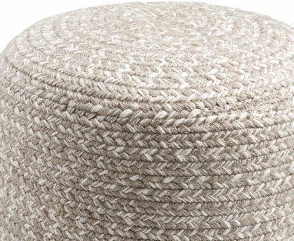 Tonanitla Natural Fiber Light Gray Knitted Pouf For Indoor Outdoor