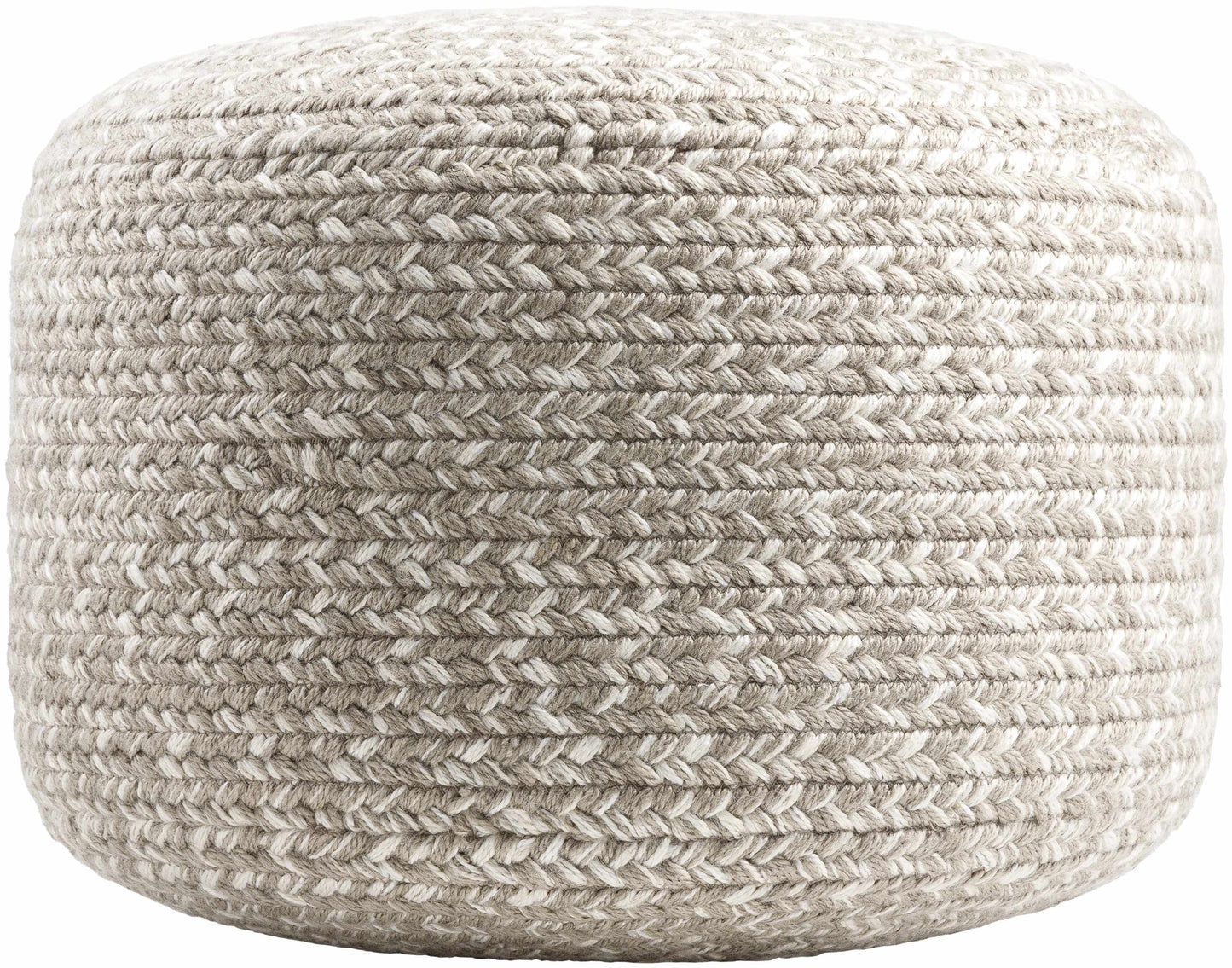 Tonanitla Natural Fiber Light Gray Knitted Pouf For Indoor Outdoor