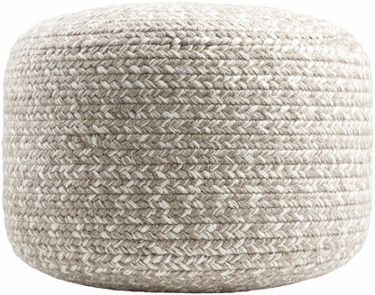 Tonanitla Natural Fiber Light Gray Knitted Pouf For Indoor Outdoor