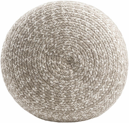 Tonanitla Natural Fiber Light Gray Knitted Pouf For Indoor Outdoor