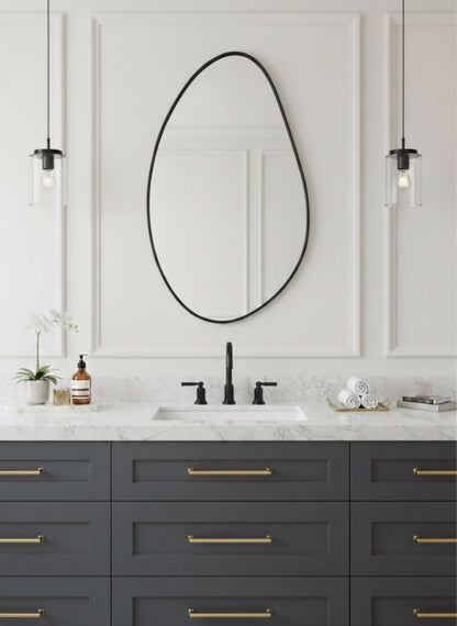 Minimalist oval bathroom mirror