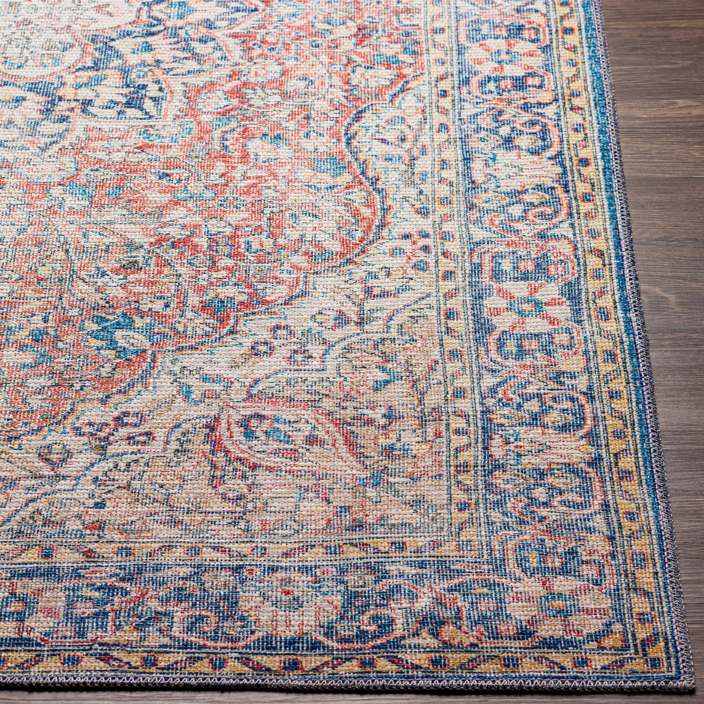 Washable Red Blue Rug - Limited Edition Home Decor