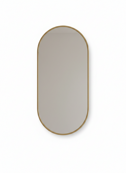 elegent brass mirror on white background 