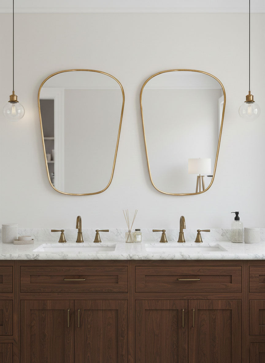 Tapered brass wall mirrors