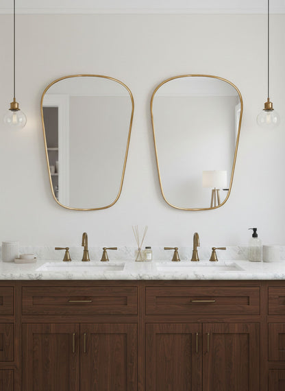Tapered brass wall mirrors