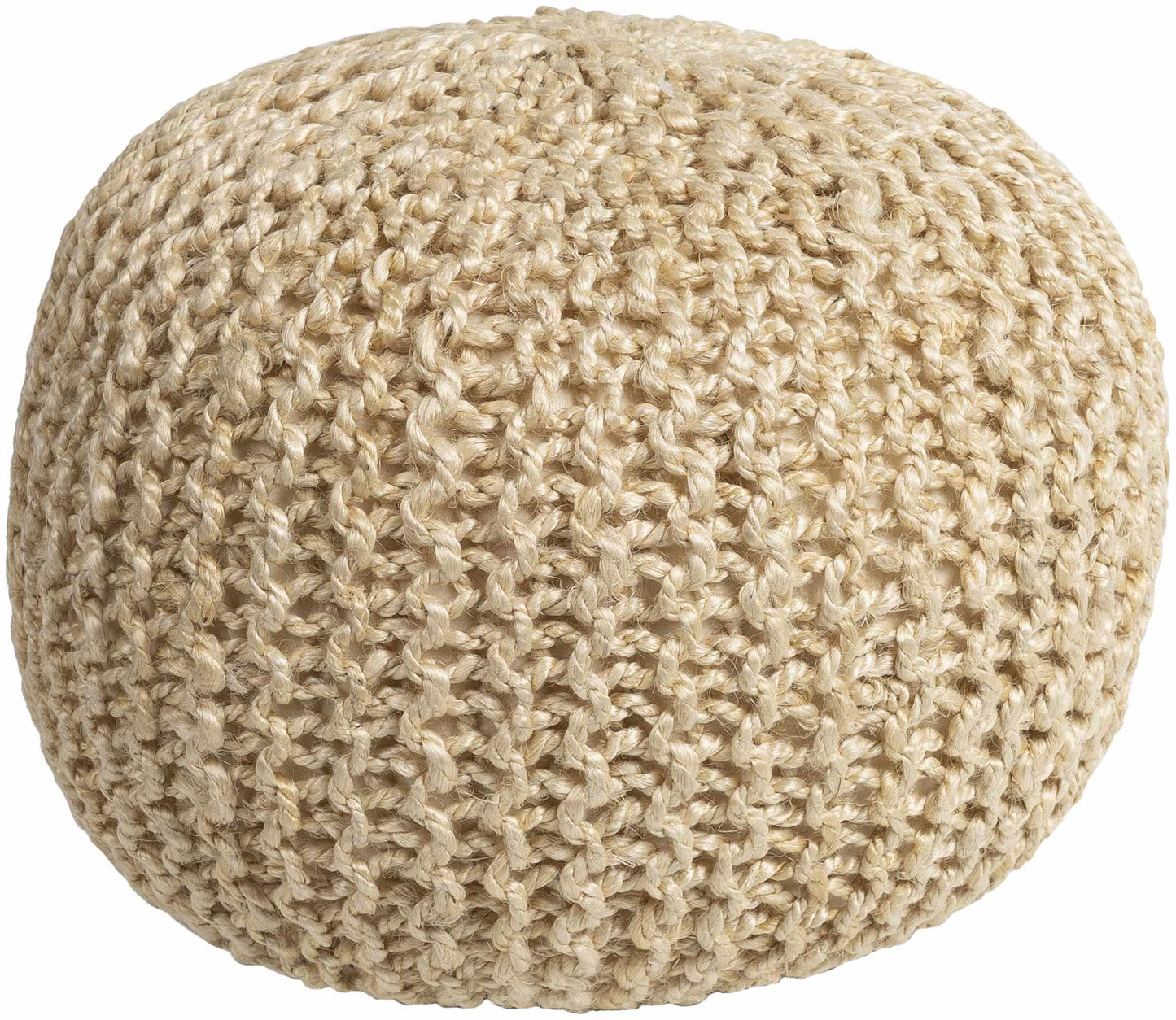 Watseka Jute Knitted Pouf Peach Natural Seating Accent For Living Rooms