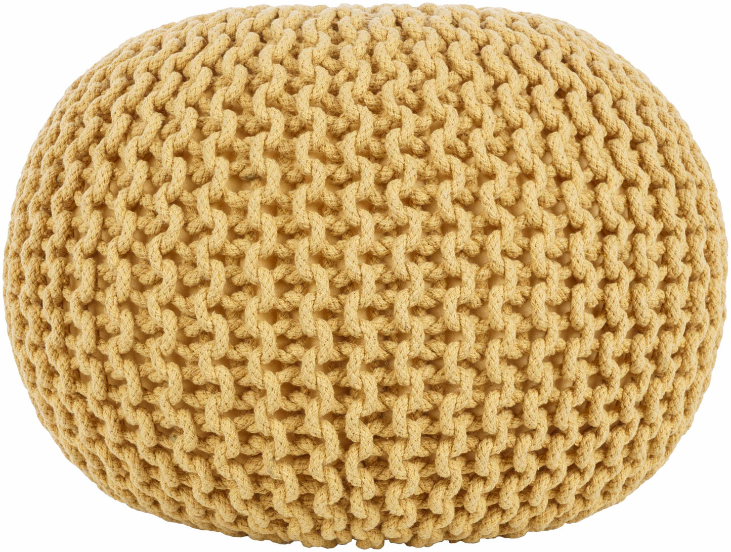 Yablanitsa Knitted Pouf In Mustard Orange For Living Rooms