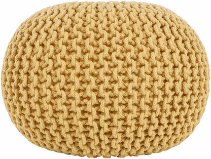 Yablanitsa Knitted Pouf In Mustard Orange For Living Rooms