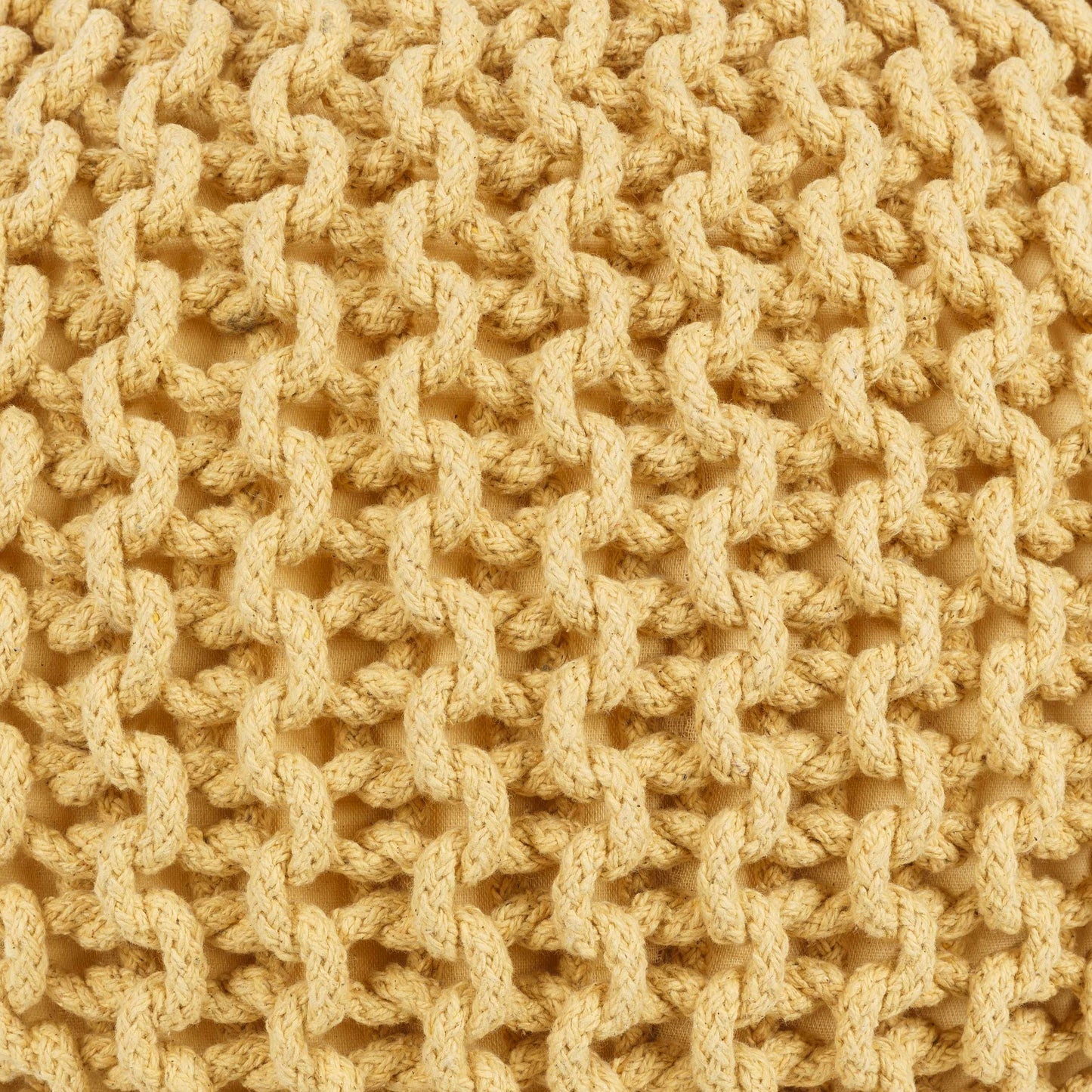 Yablanitsa Knitted Pouf In Mustard Orange For Living Rooms