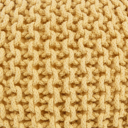 Yablanitsa Knitted Pouf In Mustard Orange For Living Rooms