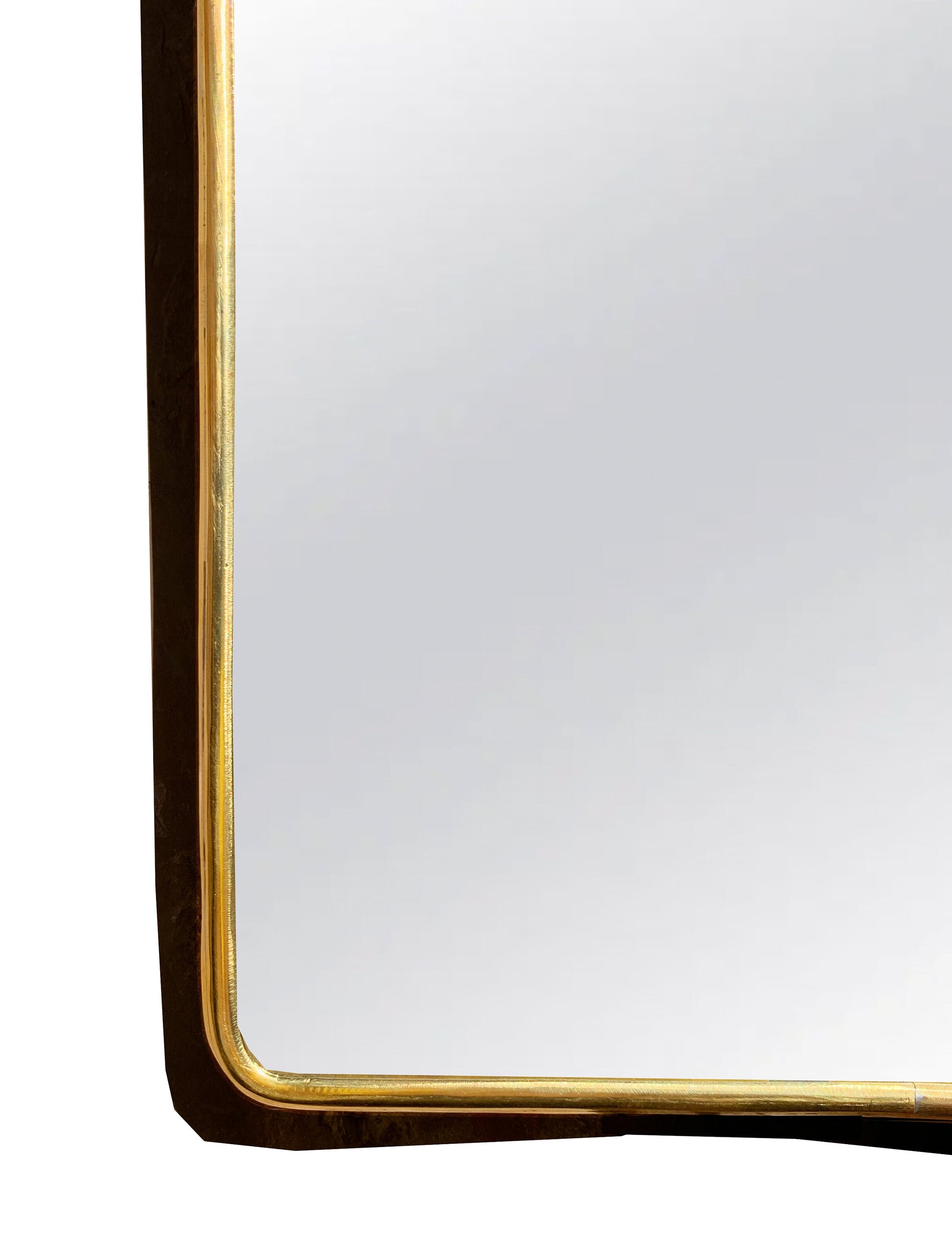 Clean lined brass mirror