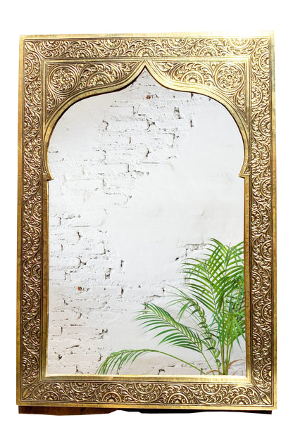 Miroir mural marocain en laiton gravé