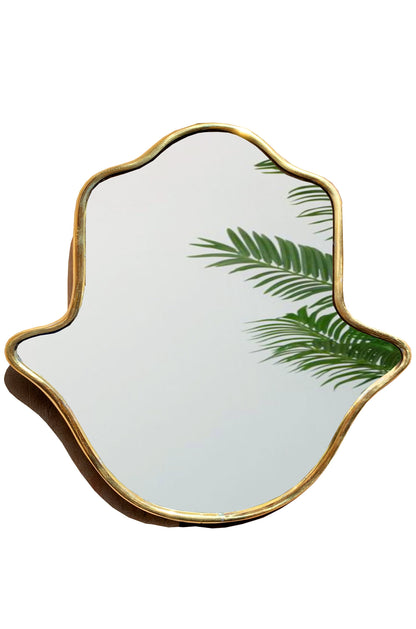 Miroir Hamsa doré - Miroir fait main en laiton