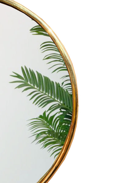 a mirror with a palm leaf on it