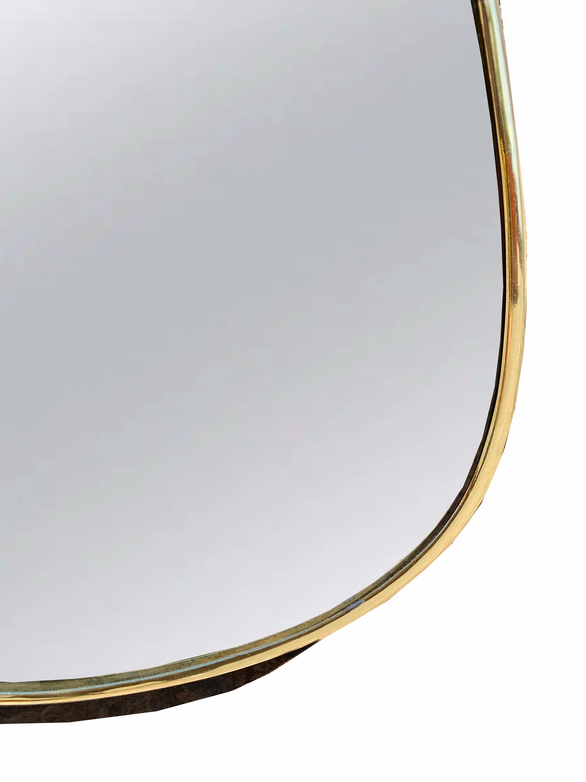 a close up of a mirror with a white background