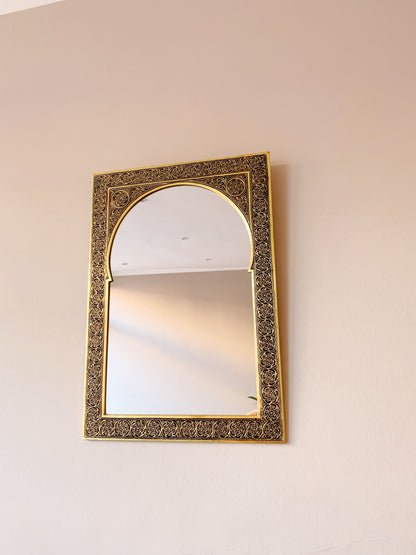 Moroccan Arch Engraved Mirror - Handmade Brass Mirror