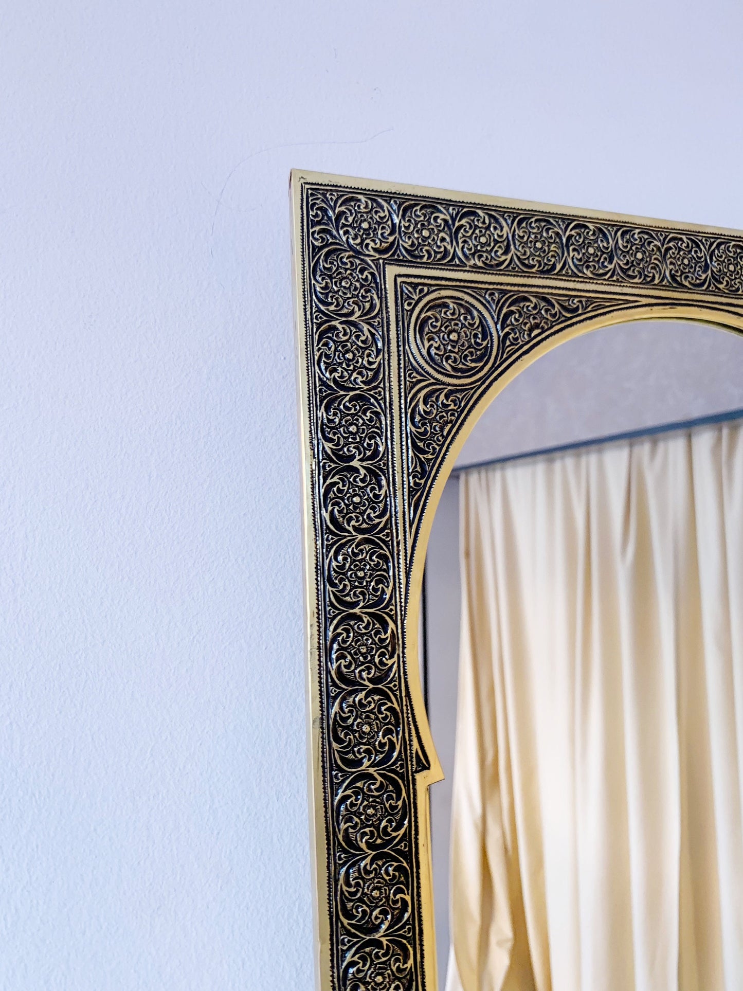 Moroccan Arch Engraved Mirror - Handmade Brass Mirror