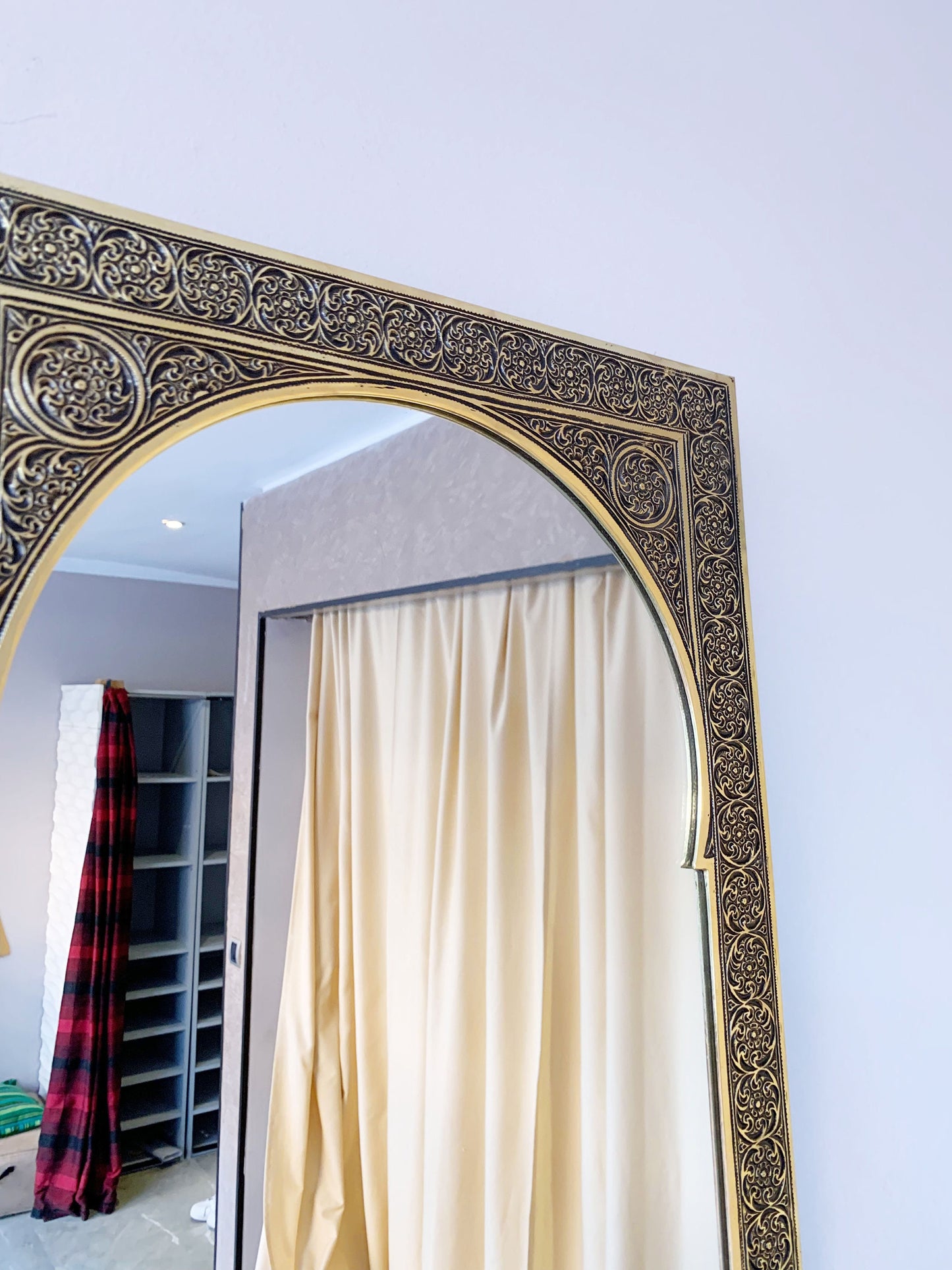 Moroccan Arch Engraved Mirror - Handmade Brass Mirror