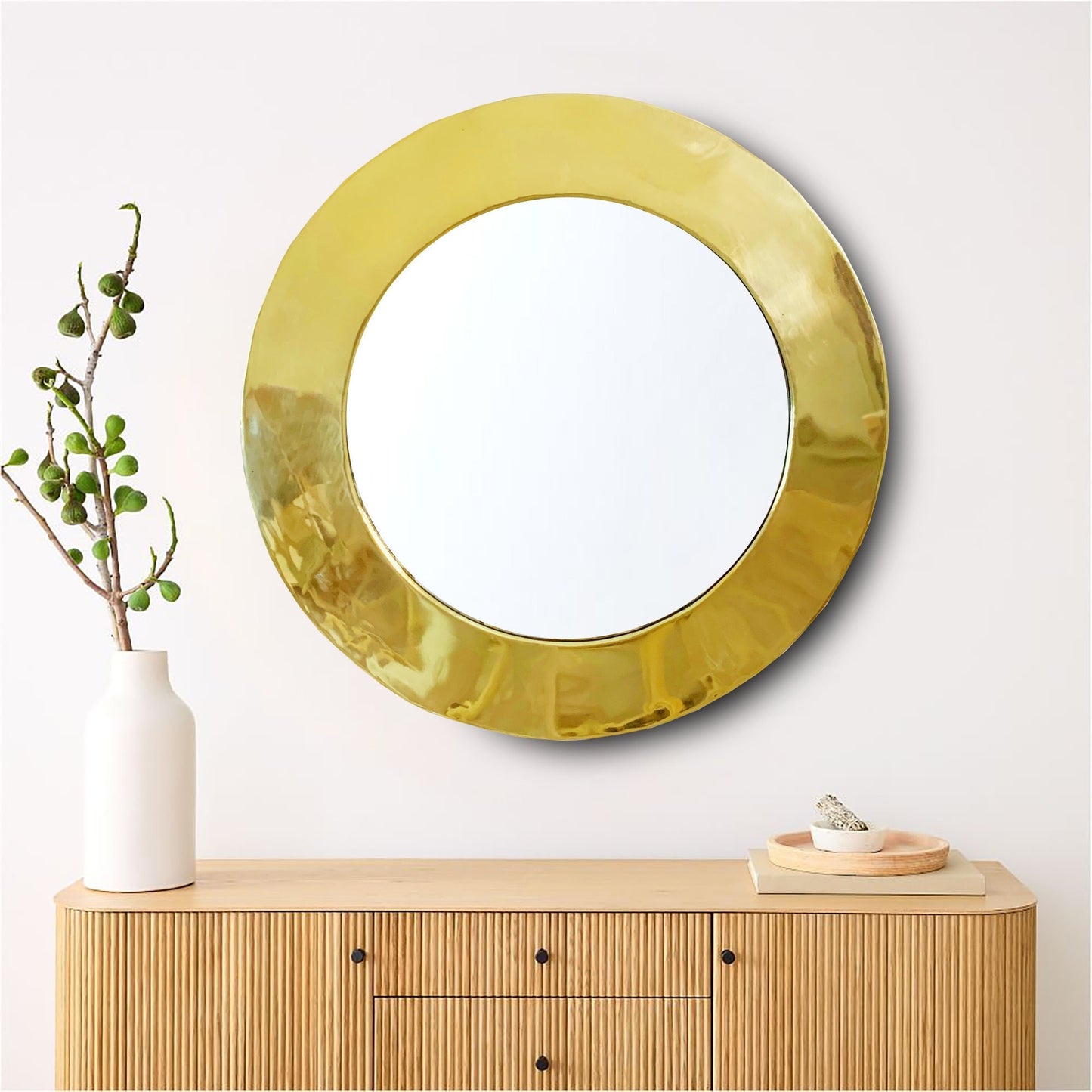 Miroir mural rond doré – Miroir de salle de bain en laiton fait main