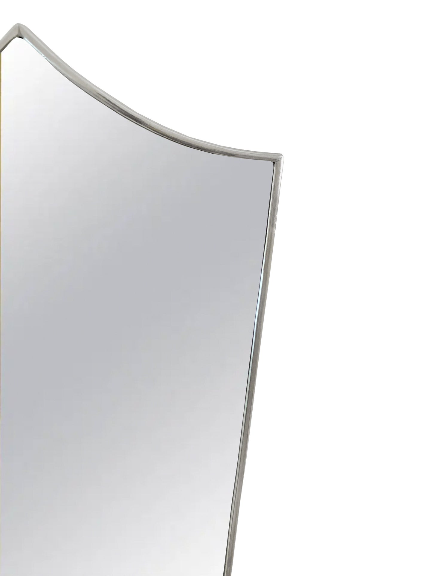 a mirror with a curved edge on a white background