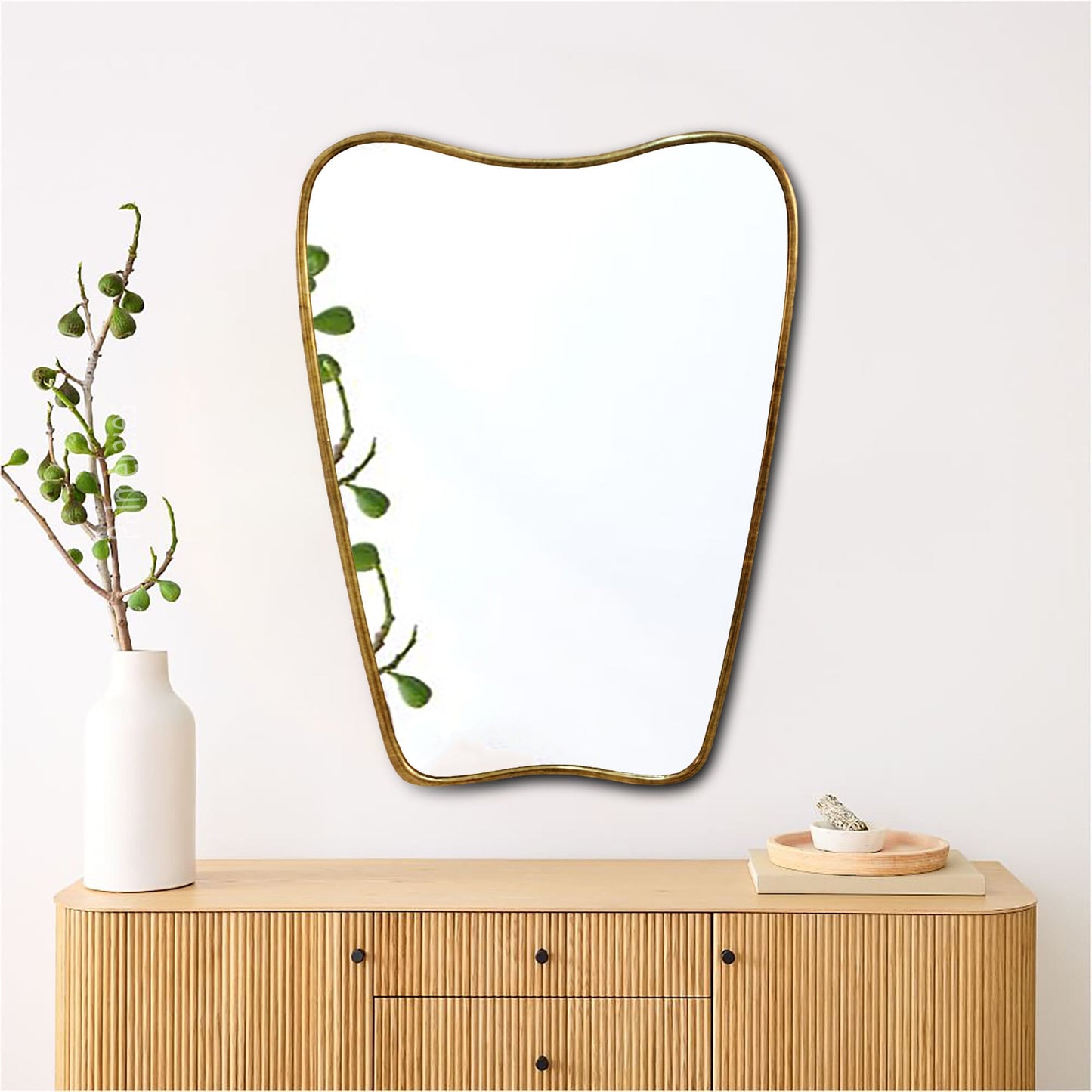 Italian Curved Antique Brass Mirror - Butterfly Irregular Mirror, Gold Aged Brass Mirror, Bathroom Mirror, Aesthetic Luxurious Wall Decor, gift for her, hall mirror, living room mirror, bath mirror, entryway mirror, Asymmetrical Mirror Wall Mirror.