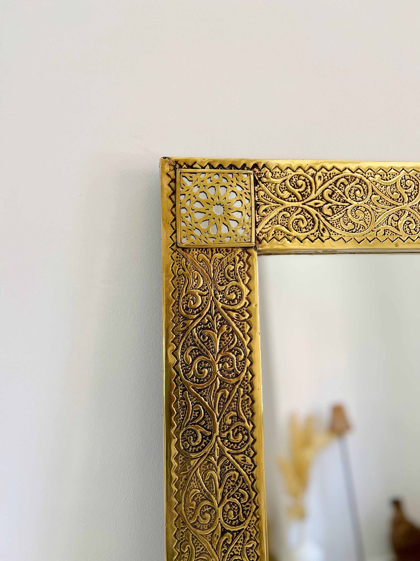 Miroir rectangulaire en laiton - Miroir mural marocain en laiton