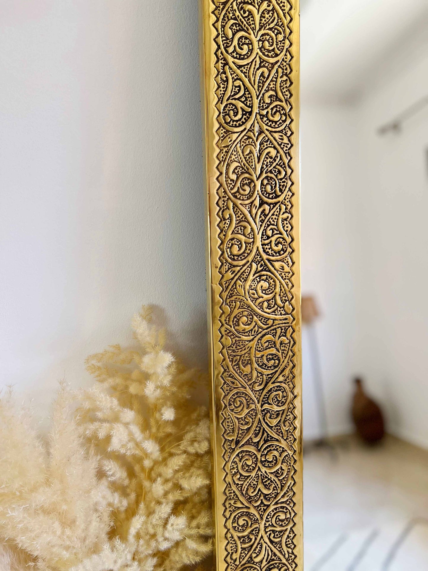 Miroir rectangulaire en laiton - Miroir mural marocain en laiton