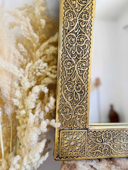 Miroir rectangulaire en laiton - Miroir mural marocain en laiton