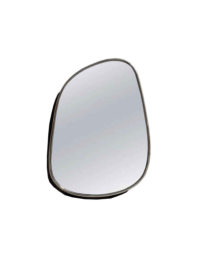 a close up of a mirror on a white background