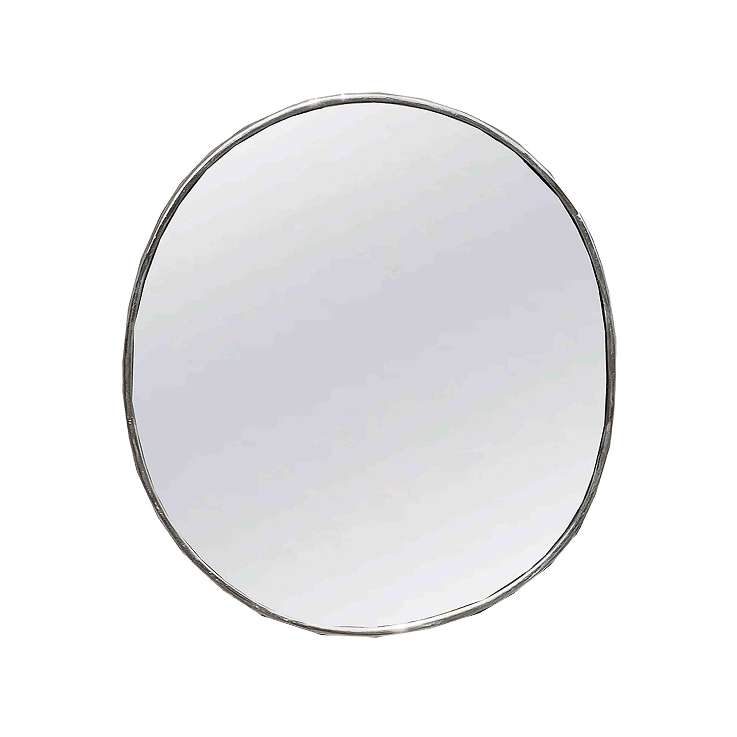 a round mirror is shown against a white background