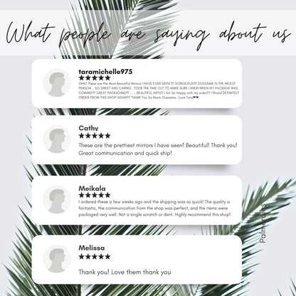 a palm tree is shown with the words what people are saying about us