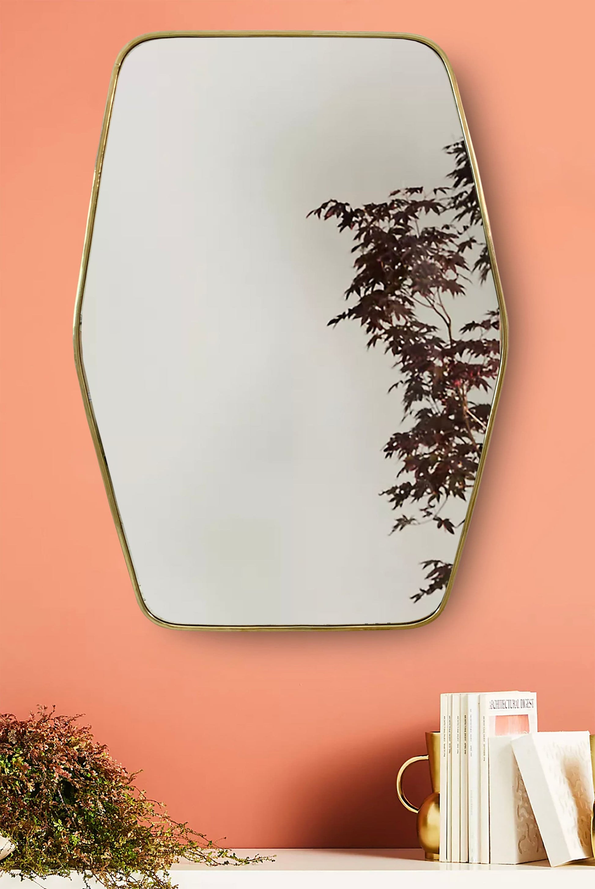 decorative hexagon wall mirror